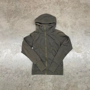 Lululemon Grey Scuba‎ Full Zip Hoodie Fitted Athleisure Women's Size 4